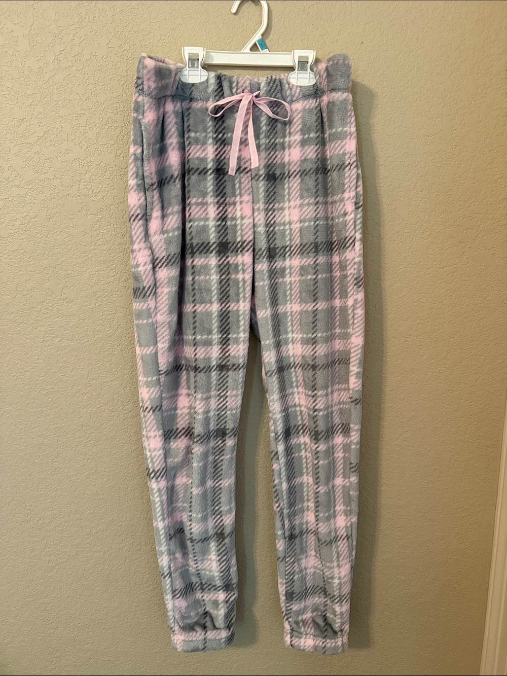 Women’s Cozy Pink and Gray Plaid Pajama Pants - Soft Fleece
